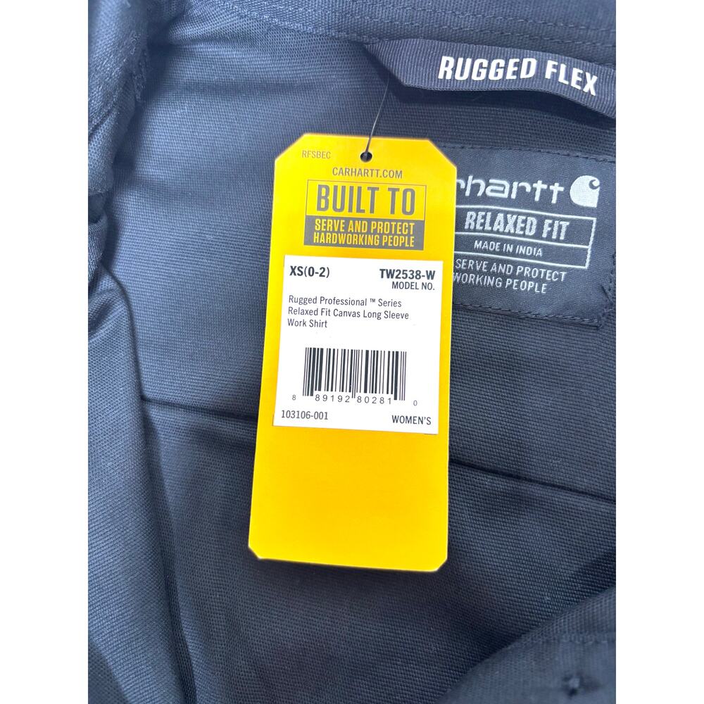 Carhartt Women’s Rugged Flex Relaxed Fit Canvas Long Sleeve Black Work Shirt XS - Picture 4 of 7